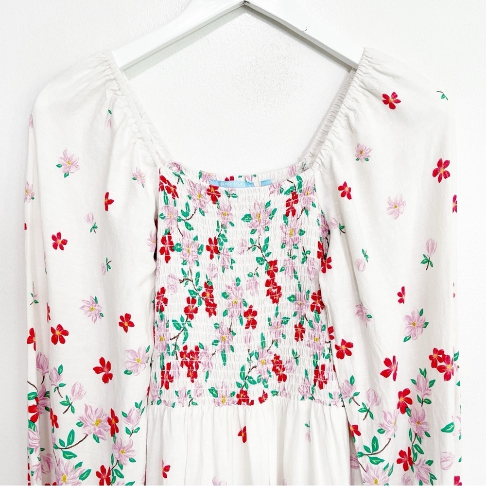 BOGO! Draper James Smocked Floral Linen Blend Midi Dress Size Small - Picture 4 of 11